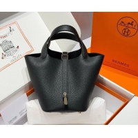 Grade Discount Hermes Picotin Lock Mini Bag 18cm in Germany and Clemence TC Leather 4056 Black/Gold 2026 (Half Handmade)