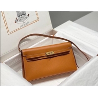 Original Cheap Hermes Kelly Elan Bag in Saffiano Cow Leather 4078 Brown/Gold 2026 (Half Handmade)