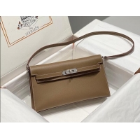Good Taste Hermes Kelly Elan Bag in Saffiano Cow Leather 4078 Elephant Grey/Silver 2026 (Half Handmade)