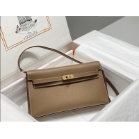 Reasonable Price Hermes Kelly Elan Bag in Saffiano Cow Leather 4078 Elephant Grey/Gold 2026 (Half Handmade)