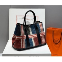 Well Crafted Hermes Garden Party Bag 36cm in Printed Canvas and Calfskin 0414 Red 2026 (Half Handmade)