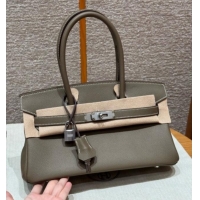 Famous Brand Hermes Shoulder Birkin Bag in Evercolor Leather 2529 Etoupe/Silver 2026 (Half-Handmade)