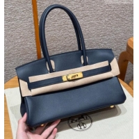 Discount Hermes Shoulder Birkin Bag in Evercolor Leather 2529 7P Blue Presse/Gold 2026 (Half-Handmade)