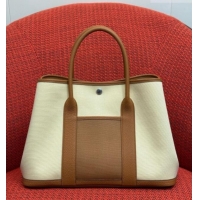 Well Crafted Hermes Garden Party Bag 36cm in Canvas/Togo Leather 2539 Brown 2026 (Half-Handmade)
