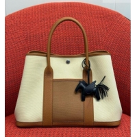 Well Crafted Hermes Garden Party Bag 36cm in Canvas/Togo Leather 2539 Brown 2026 (Half-Handmade)