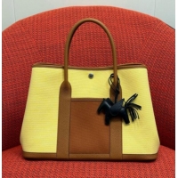 Promotional Hermes Garden Party Bag 36cm in Canvas/Togo Leather 2539 Yellow 2026 (Half-Handmade)