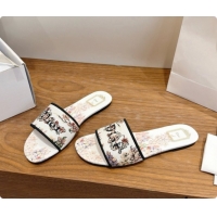 Discount Dior Flat Dway Slide in Lily Embroidered Cotton D080309 2026