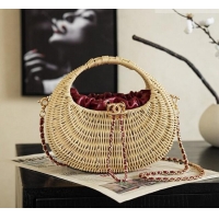 New Fashion Chanel Wicker/Lambskin Bag CH091402 Beige/Burgundy 2026