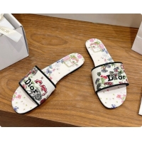 Grade Dior Flat Dway Slide in Lily Embroidered Cotton D080312 2026