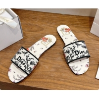Design Cheap Dior Flat Dway Slide in Lily Embroidered Cotton D080313 2026