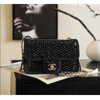 Spot Bulk Chanel Small Flap Bag in Mesh/Strass & Gold-Tone Metal AS6353 Black 2026