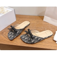 Low Cost Dior Bow Slide Sandal in Dior Oblique Embroidered Cotton D091037 2026