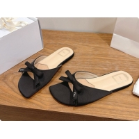 Buy Discount Dior Satin Bow Slide Sandal D091042 Black 2026