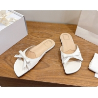 Luxury Discount Dior Satin Bow Slide Sandal D091043 White 2026