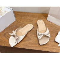 Luxury Dior Satin Bow Slide Sandal D091044 Beige 2026