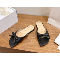 Hot Sale Dior Lambskin Bow Slide Sandal D091046 Black 2026