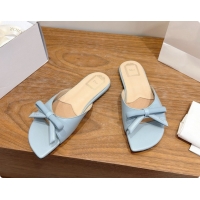 Best Price Dior Lambskin Bow Slide Sandal D091047 Light Blue 2026