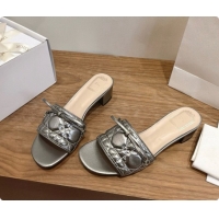 Sumptuous Dior Cannage Heeled Slide in Black Quilted Cannage Lambskin 3.5cm Heel Silver Grey 6091080 2026