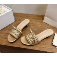 Classic Practical Dior Cannage Heeled Slide in Black Quilted Cannage Lambskin 3.5cm Heel Gold 6091110 2026