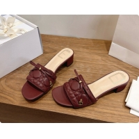Original Cheap Dior Cannage Heeled Slide in Black Quilted Cannage Lambskin 3.5cm Heel Burgundy 6091113 2026