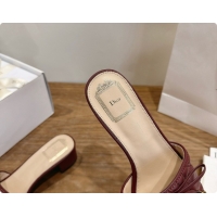 Original Cheap Dior Cannage Heeled Slide in Black Quilted Cannage Lambskin 3.5cm Heel Burgundy 6091113 2026