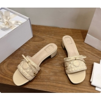 Custom Dior Cannage Heeled Slide in Black Quilted Cannage Lambskin 3.5cm Heel Beige 6091116 2026