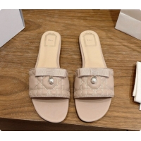 Buy New Cheap Dior Quilted Cannage Lambskin Slide with Pearl D091117 Beige 2026 