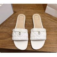 Best Quality Dior Quilted Cannage Lambskin Slide with Pearl D091119 White 2026