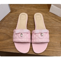 Discount Dior Quilted Cannage Lambskin Slide with Pearl D091120 Pink 2026
