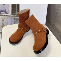Perfect Dior Bolt Ankle Boot in Cognac Brown Suede Calfskin D091134 2026