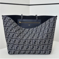 Best Price Fendi Large Roll Reversible shopper Tote Bag in FF jacquard and Denim 8661L Royal Blue 2026