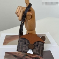 Shop Perfect Fendi Best Friends Forever Card Case in FF Fabric and Brown Leather Squirrel-Head F66816 2026