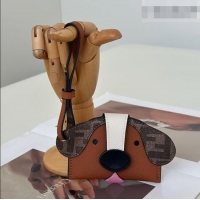Trendy Design Fendi Best Friends Forever Card Case in FF Fabric and Brown Leather Dog-head F66816 2026