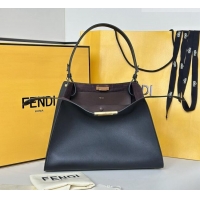 Big Discount Fendi Way Medium Leather and Chocolate Suede Bag 368 Black 2026 Top