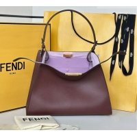 Buy Cheap Fendi Way Medium Dark Brown Leather and Violet Suede Bag 368 2026 Top