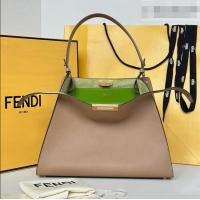Free Shipping Fendi Way Medium Light Brown Leather and Green Suede Bag 368 2026 Top