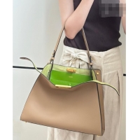 Free Shipping Fendi Way Medium Light Brown Leather and Green Suede Bag 368 2026 Top