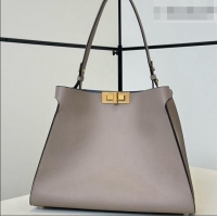 New Design Fendi Way Medium Dove Grey Leather and Blue Suede Bag 368 2026 Top
