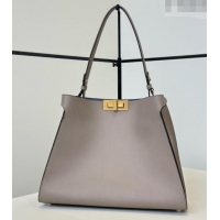 New Design Fendi Way Medium Dove Grey Leather and Blue Suede Bag 368 2026 Top