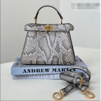 Well Crafted Fendi Peekaboo ISeeU Petite Bag in Python Leather 80062 Grey 2026 Top