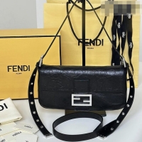 Modern Discount Fendi Baguette® 26424 Crackled Black Leather Bag 8709 2026 Top