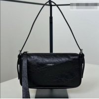 New Promotional Fendi Small Zip Top Bag in Crackled Black Leather bag 8716 2026 Top