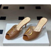 Best Price Dior Initials Heeled Slide in Black Leather 7.5cm Heel D091154 Brown 2026