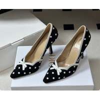 Low Price Dior Romance Pump in Black Cotton Embroidered with White PolkaDior Motif 6091155 2026
