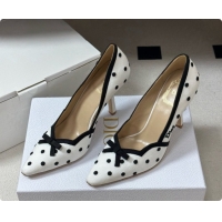 Luxury Hot Dior Romance Pump in White Cotton Embroidered with Black PolkaDior Motif 6091156 2026