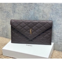 Good Discount Saint Laurent PARIS Pouch in Grain De Poudre Leather 869533 Dark Brown 2026