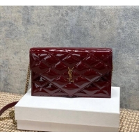 Top Grade Saint Laurent PARIS Chain Wallet in Patent Leather 871149 Burgundy 2026