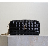 Best Grade Saint Laurent CASSANDRE MATELASSÉ CARRÉ Pouch on chain in Patent Leather 779649 Black 2026