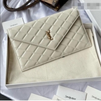 Good Quality Saint Laurent Uptown Pouch in Quilted Lambskin 565739 White 2026