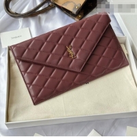 Grade Design Saint Laurent Uptown Pouch in Quilted Lambskin 565739 Burgundy 2026